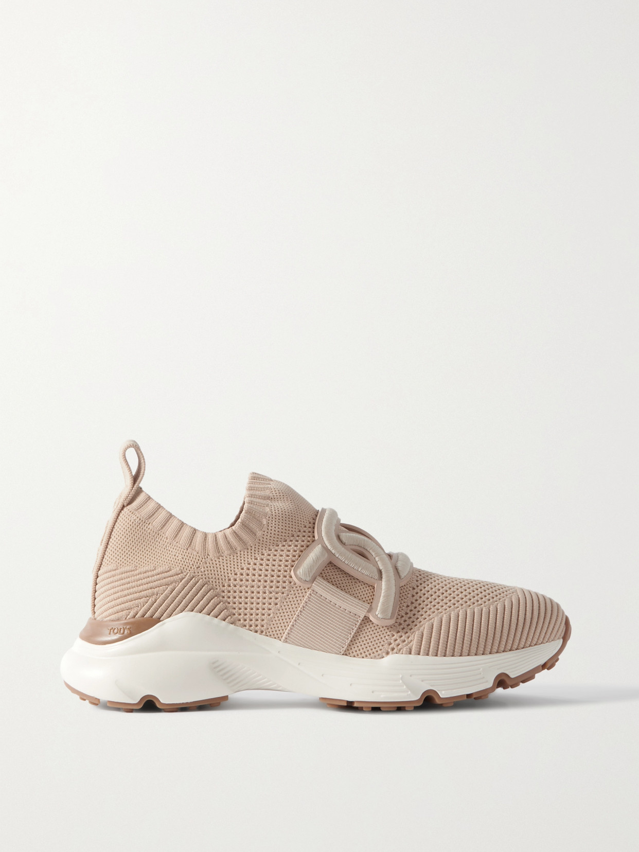 Shop Tod's Kate Rubber-trimmed Mesh And Stretch-knit Slip-on Sneakers In Neutrals