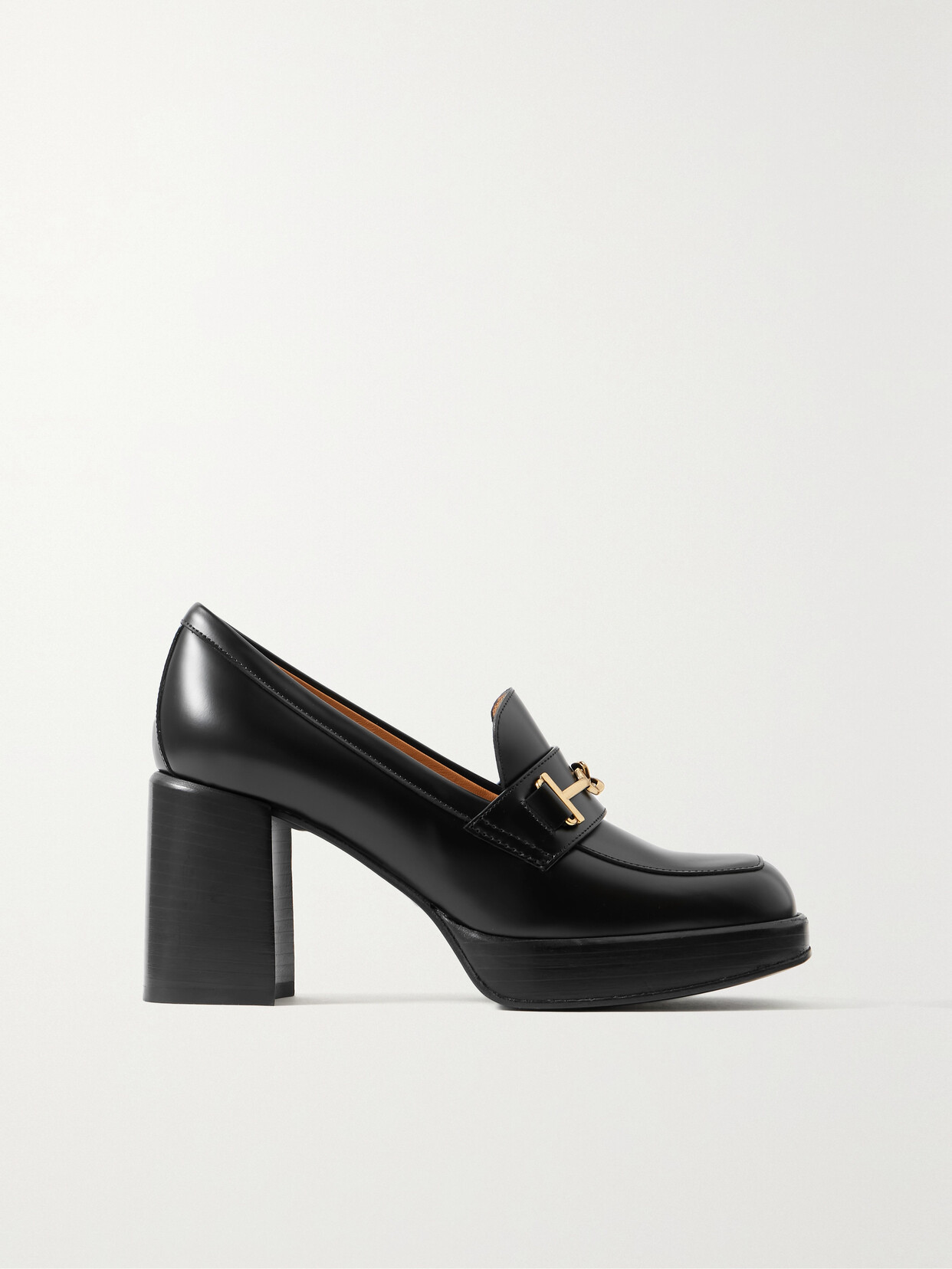 Shop Tod's Embellished Platform Leather Loafers In Black