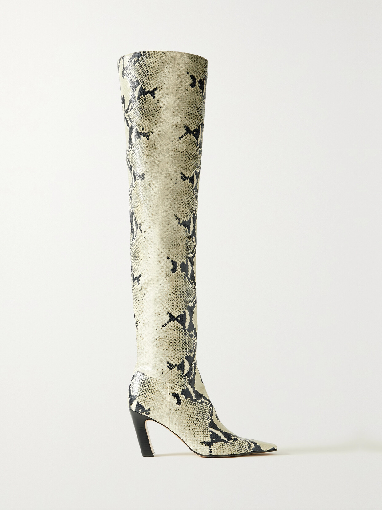 Shop Khaite Marfa Snake-effect Leather Over-the-knee Boots In Neutrals