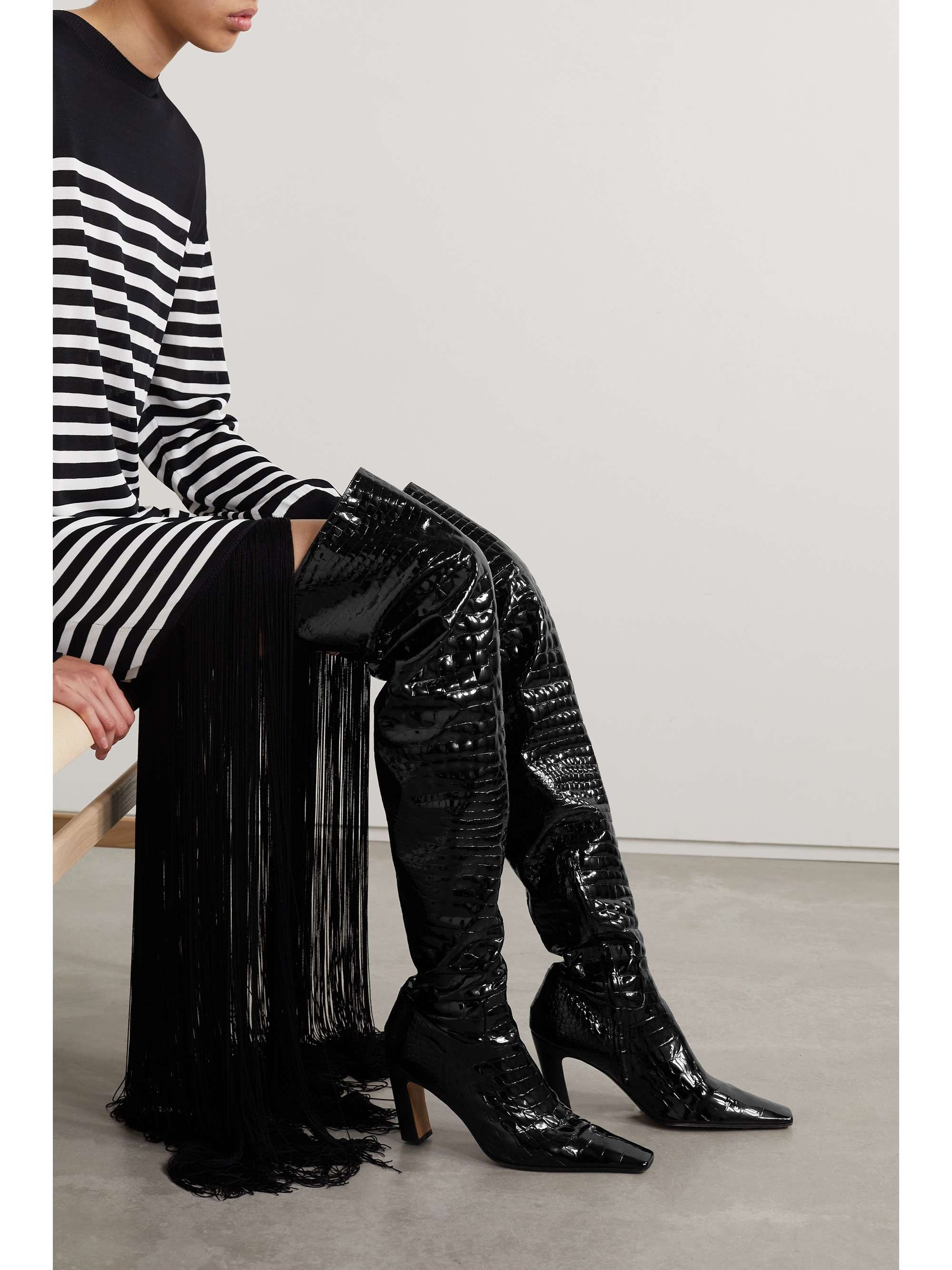 KHAITE Marfa croc-effect leather over-the-knee boots | NET-A-PORTER