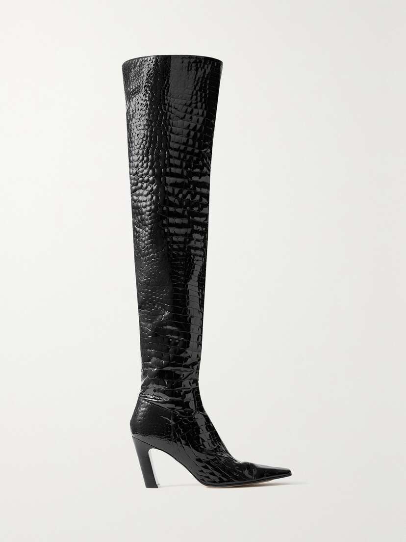 Khaite Marfa Croc-effect Leather Over-the-knee Boots