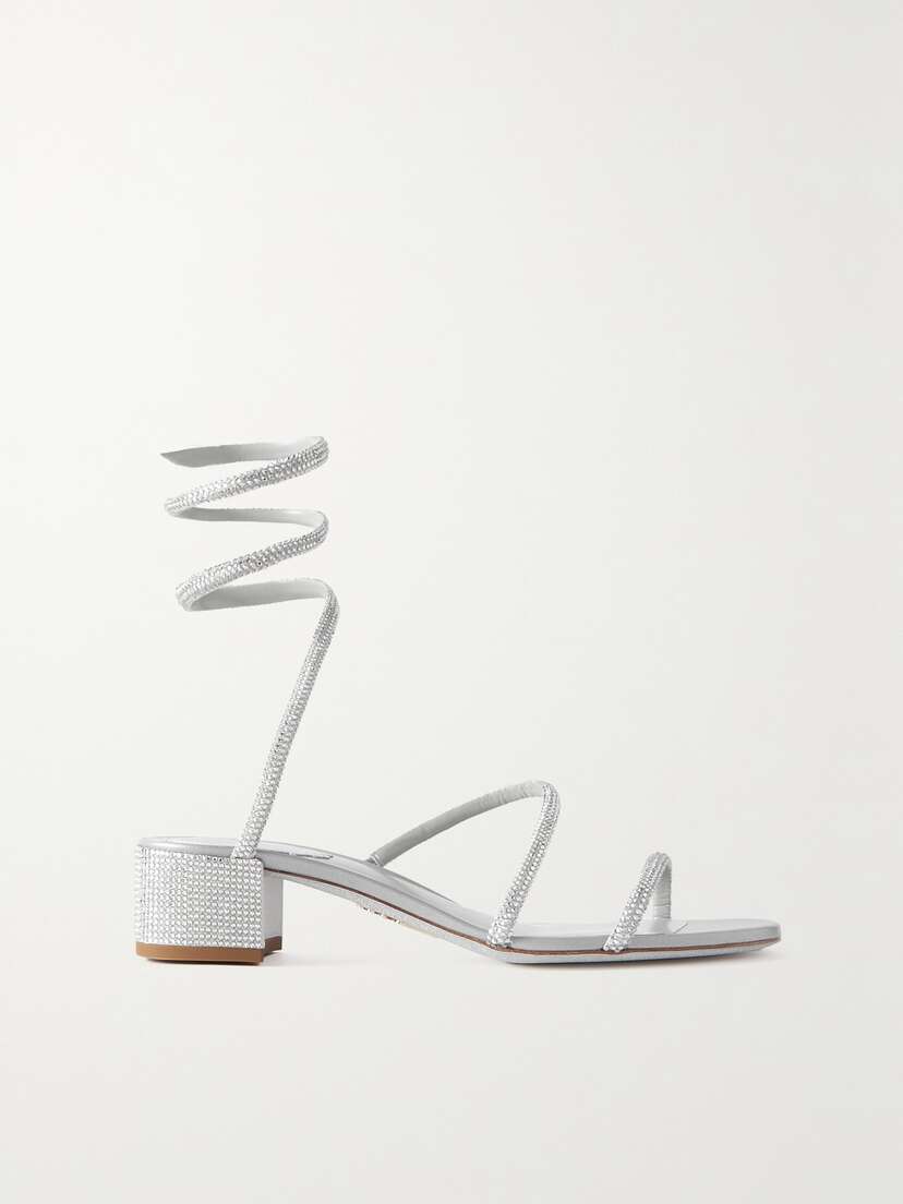 René Caovilla Cleo Crystal-embellished Satin Sandals