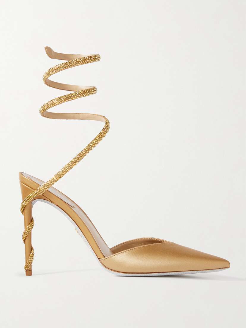 René Caovilla Cleo Crystal-embellished Satin Pumps