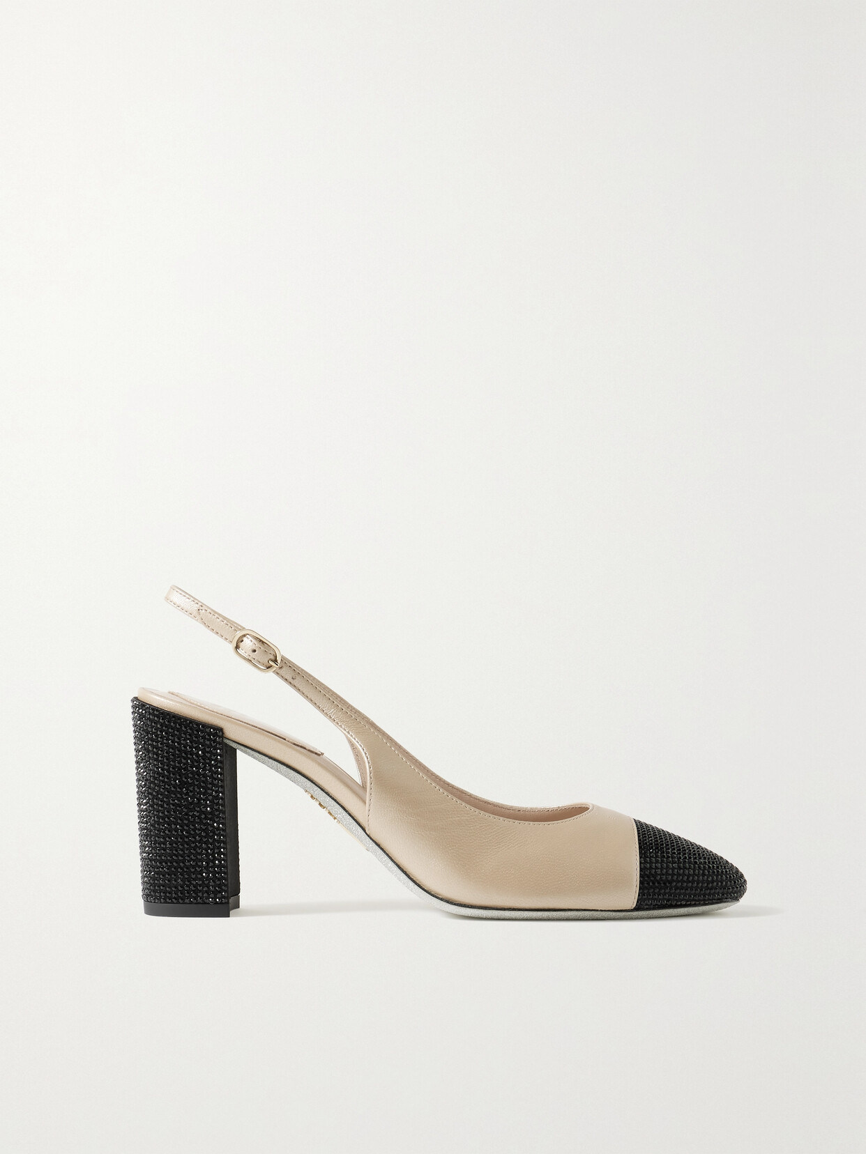 René Caovilla Crystal-embellished Leather Slingback Pumps - Neutrals