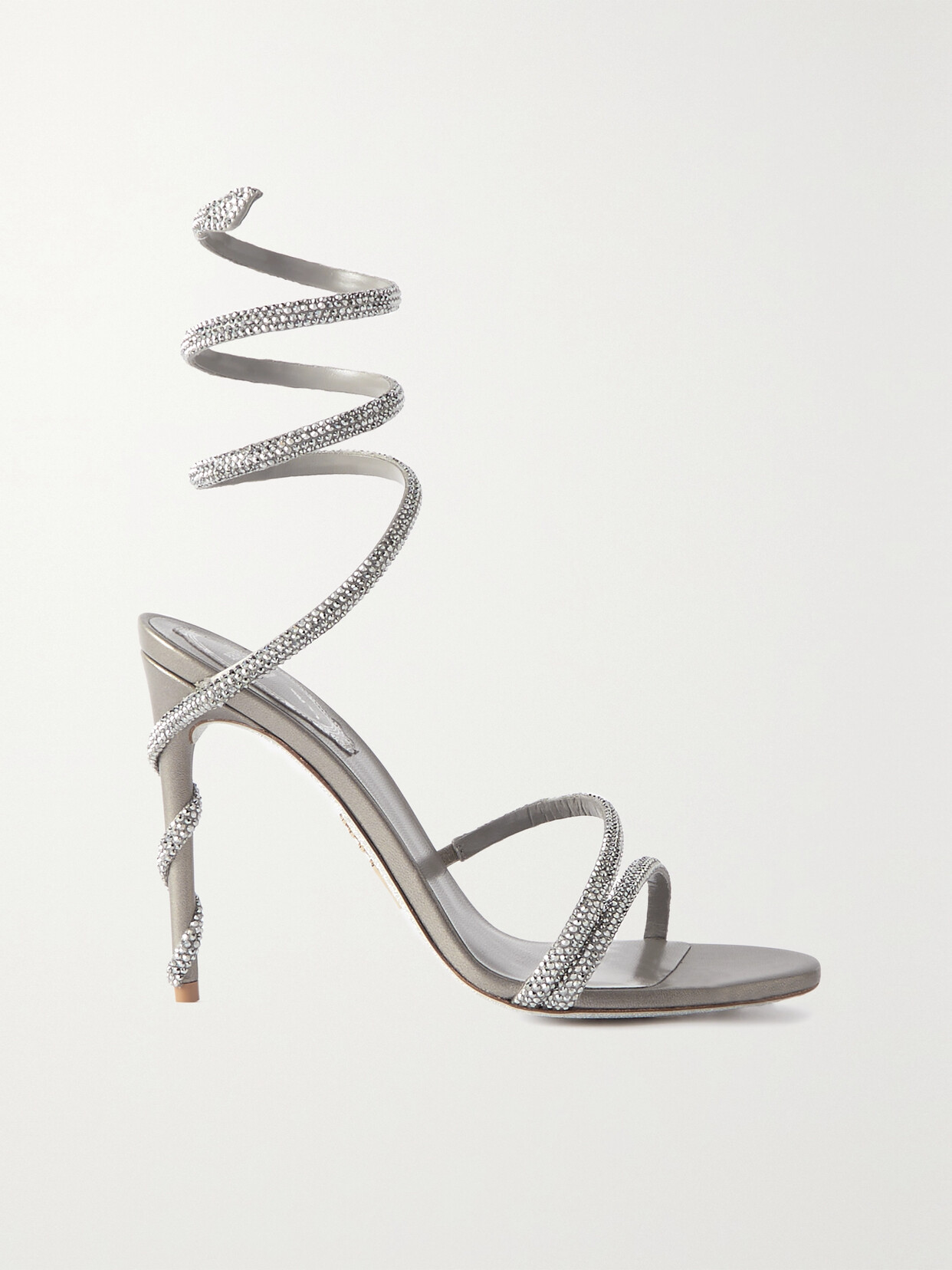 René Caovilla Margot Crystal-embellished Satin Sandals - Silver