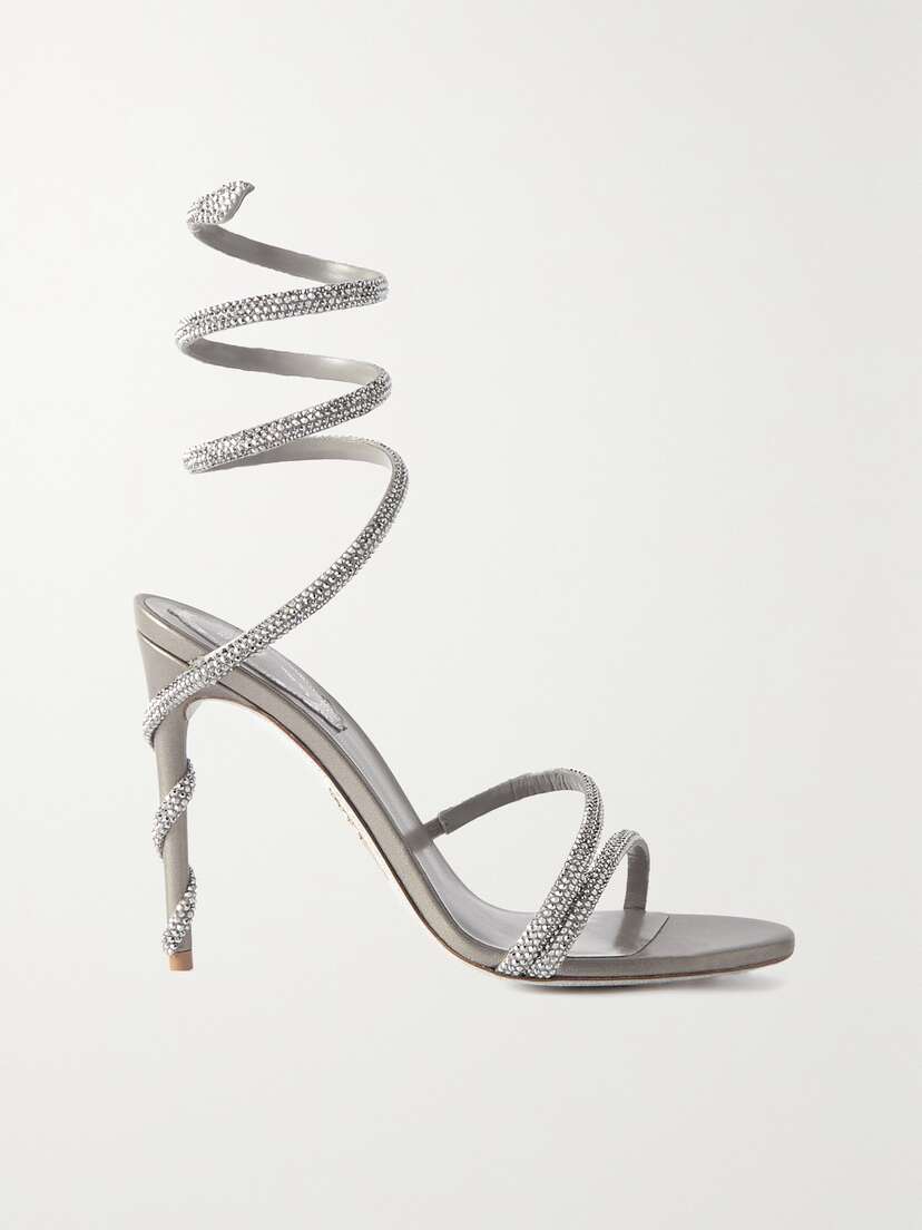 René Caovilla Margot Crystal-embellished Satin Sandals