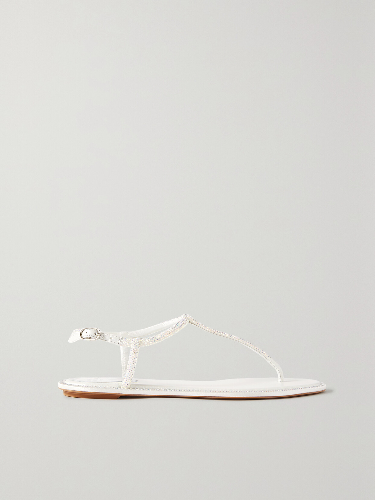 René Caovilla Diana Crystal-embellished Satin Sandals In White