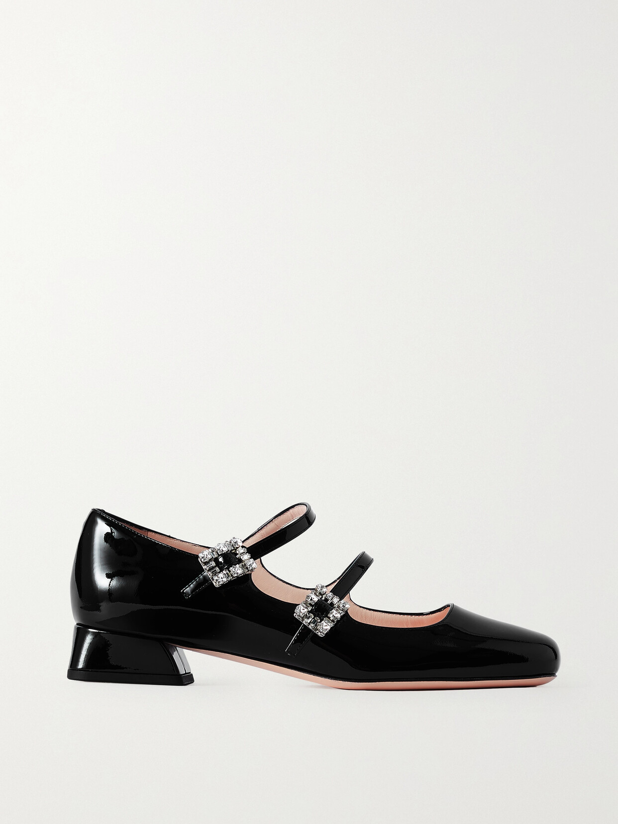 Shop Roger Vivier Mini Très Vivier Crystal-embellished Patent-leather Pumps In Black