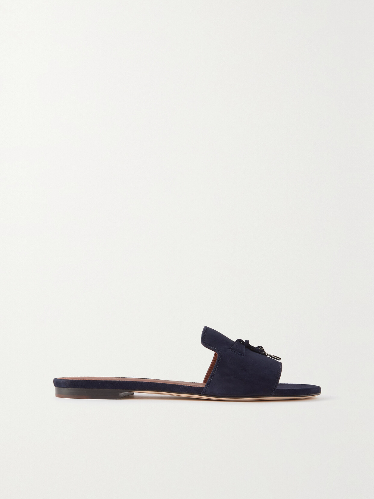 Loro Piana Summer Charms Suede Slides In Blue