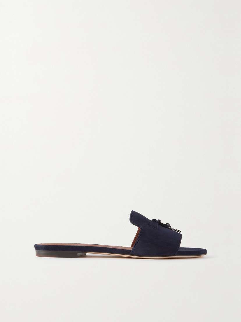 Loro Piana Summer Charms Suede Slides