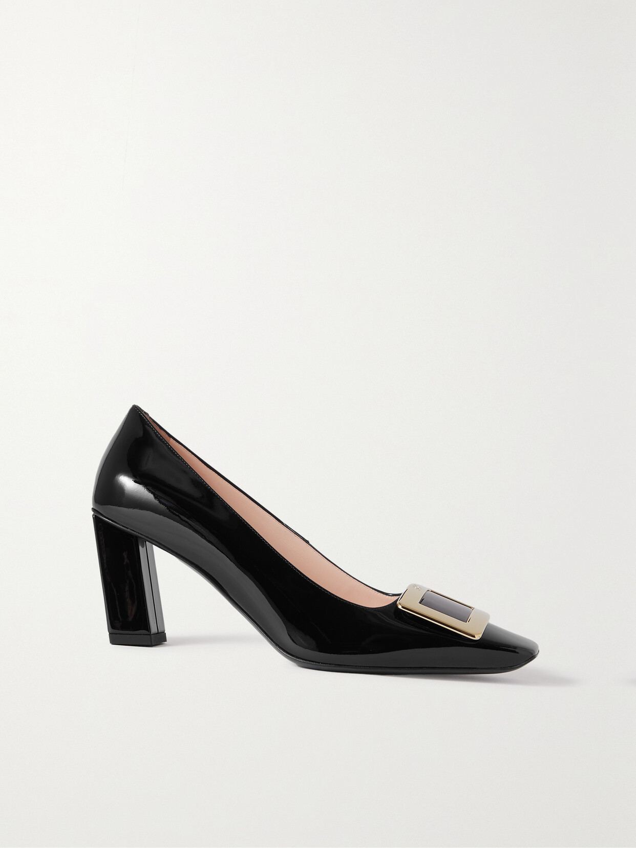 Shop Roger Vivier Belle Vivier Buckled Patent-leather Pumps In Black