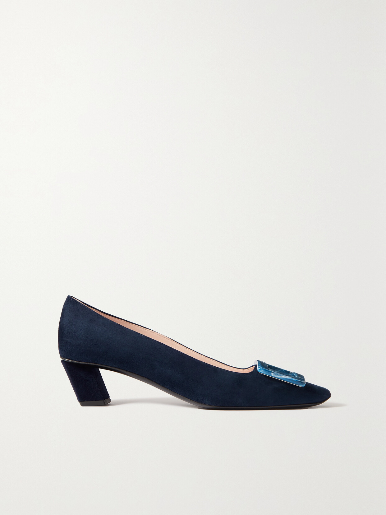 Shop Roger Vivier Belle Vivier Embellished Suede Pumps In Blue