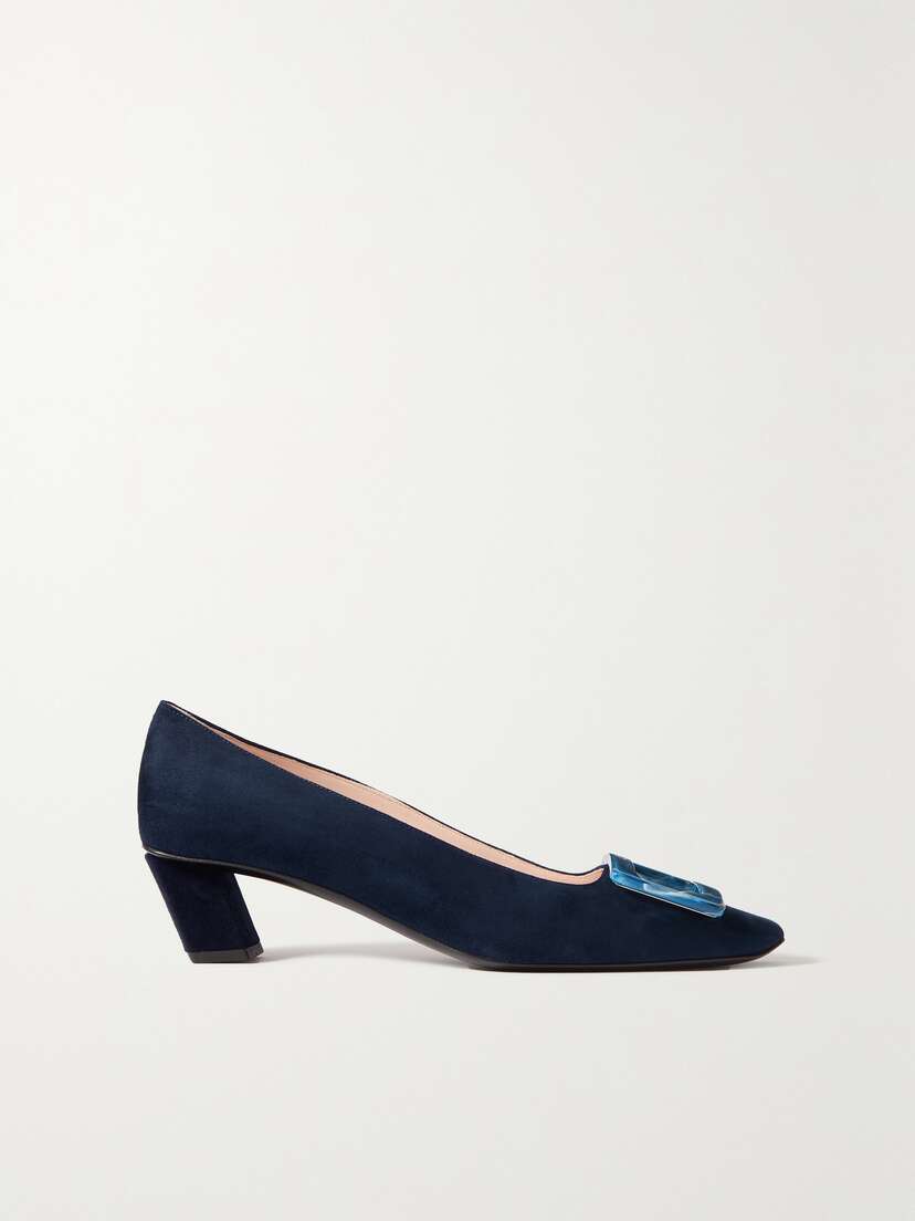 Roger Vivier Belle Vivier 45 Embellished Suede Pumps