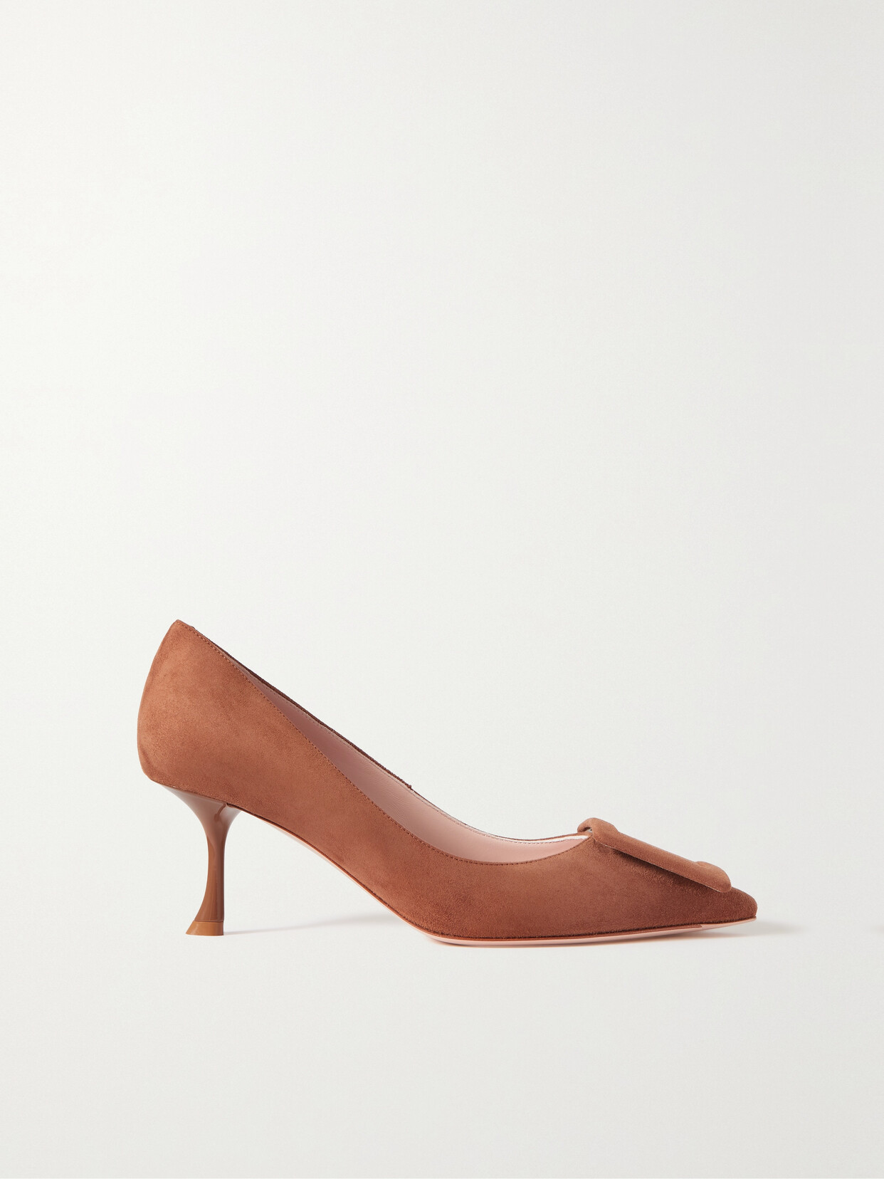 Shop Roger Vivier Viv' In The City Buckled Suede Pumps In Brown