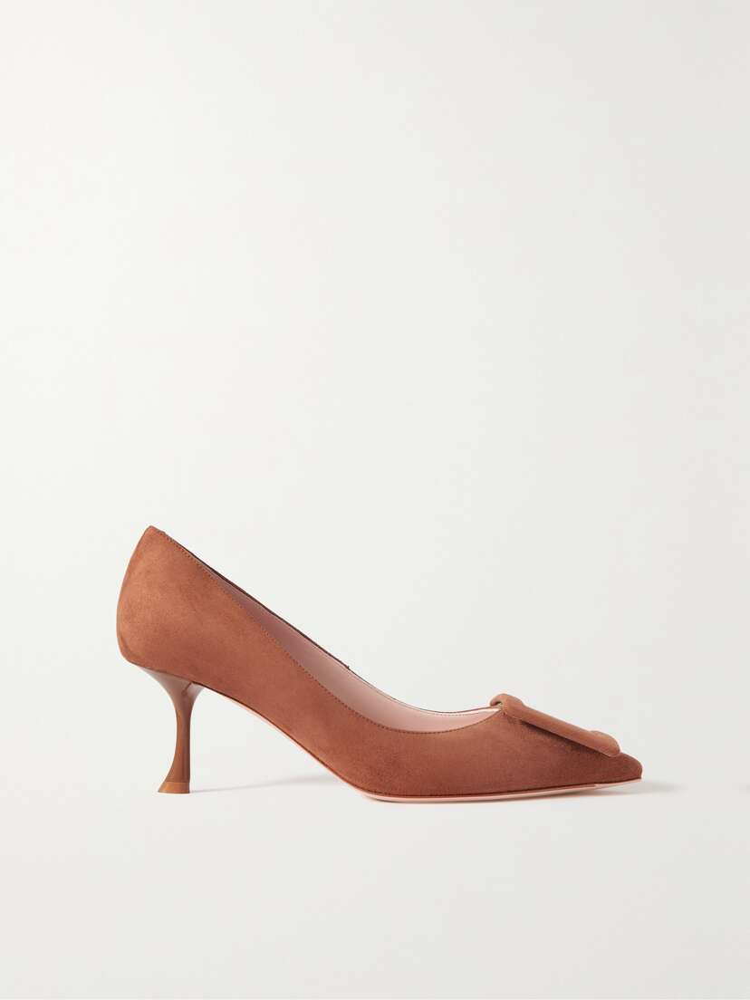 Roger Vivier Viv'In The City Buckled Suede Pumps