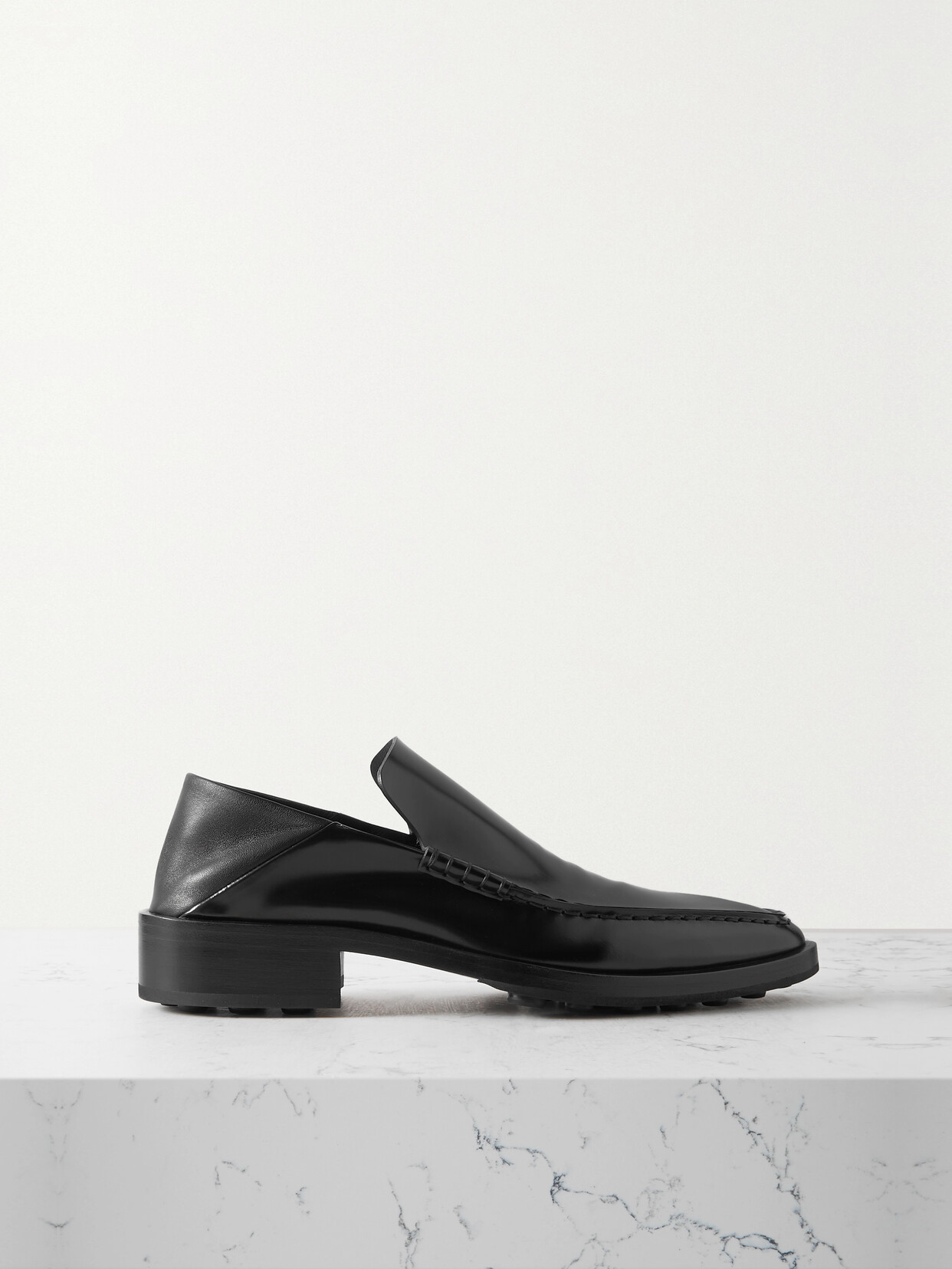 Jil Sander - Collapsible-heel Glossed-leather Loafers - Black