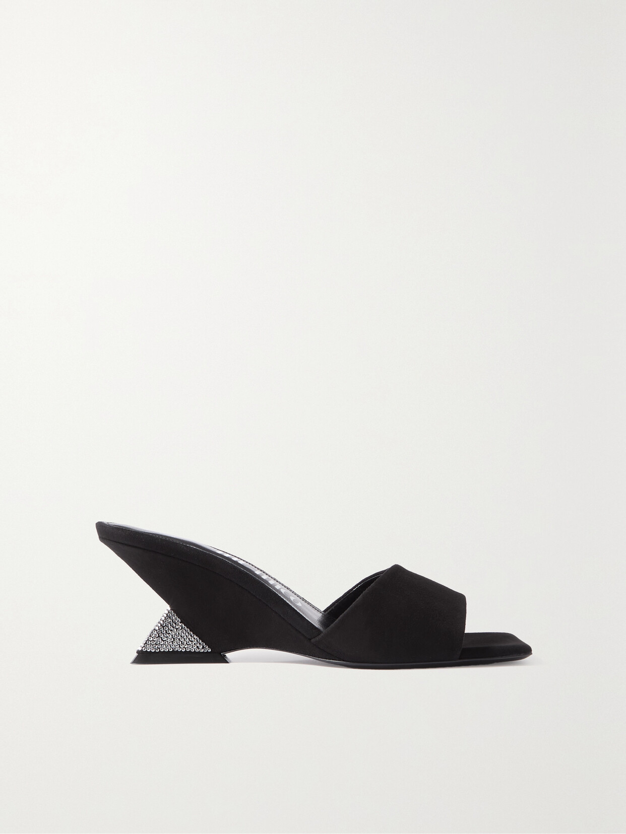 Attico Cheope Crystal-embellished Suede Mules In Black