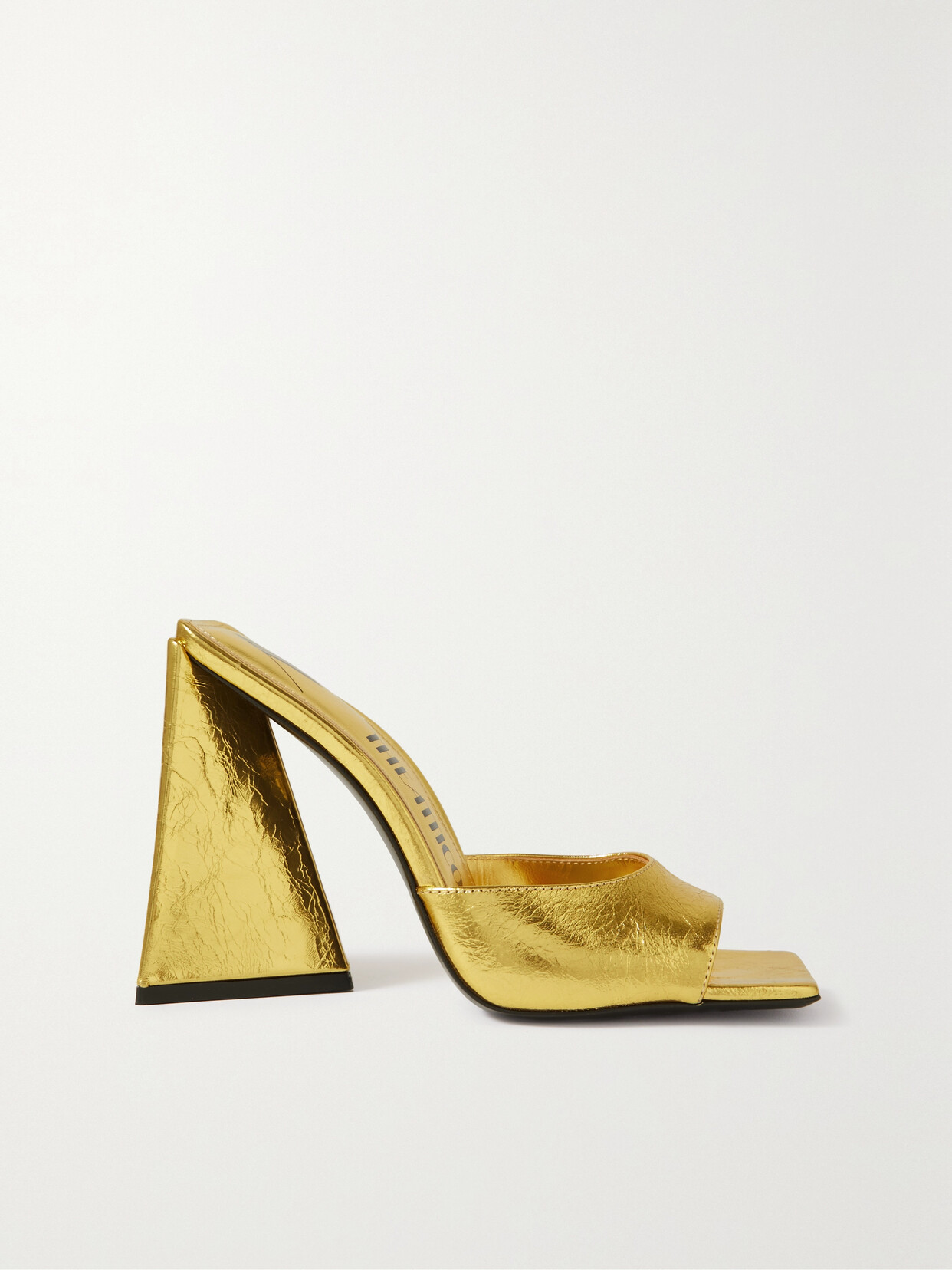 Attico Devon Metallic Crinkled-leather Mules In Gold