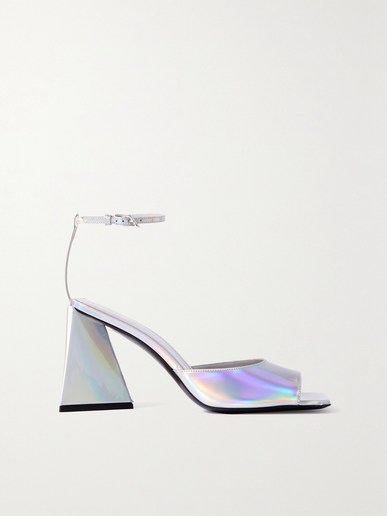 Attico Piper Iridescent Faux Leather Sandals In Silver