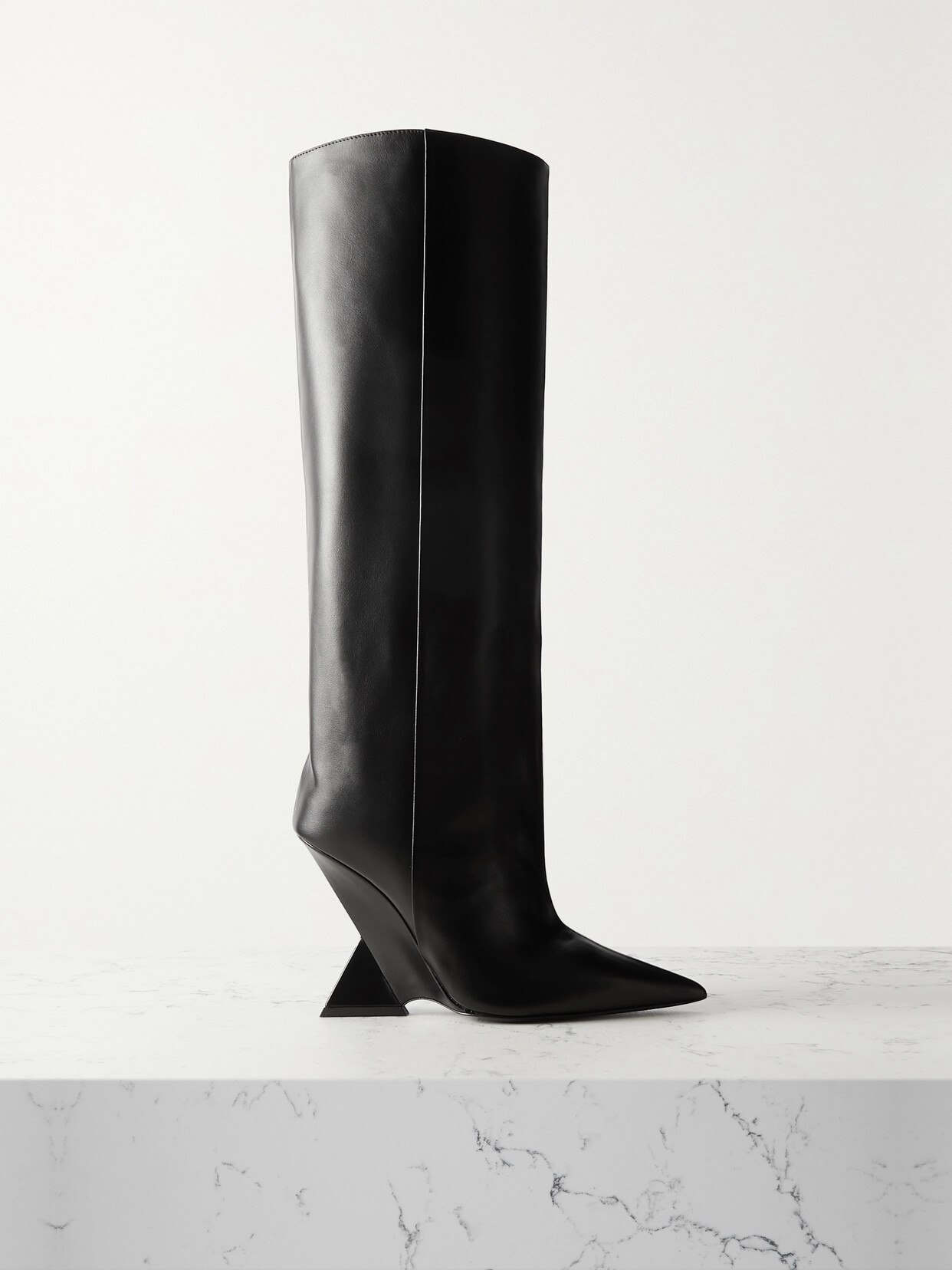 The Attico - Cheope Leather Knee Boots - Black