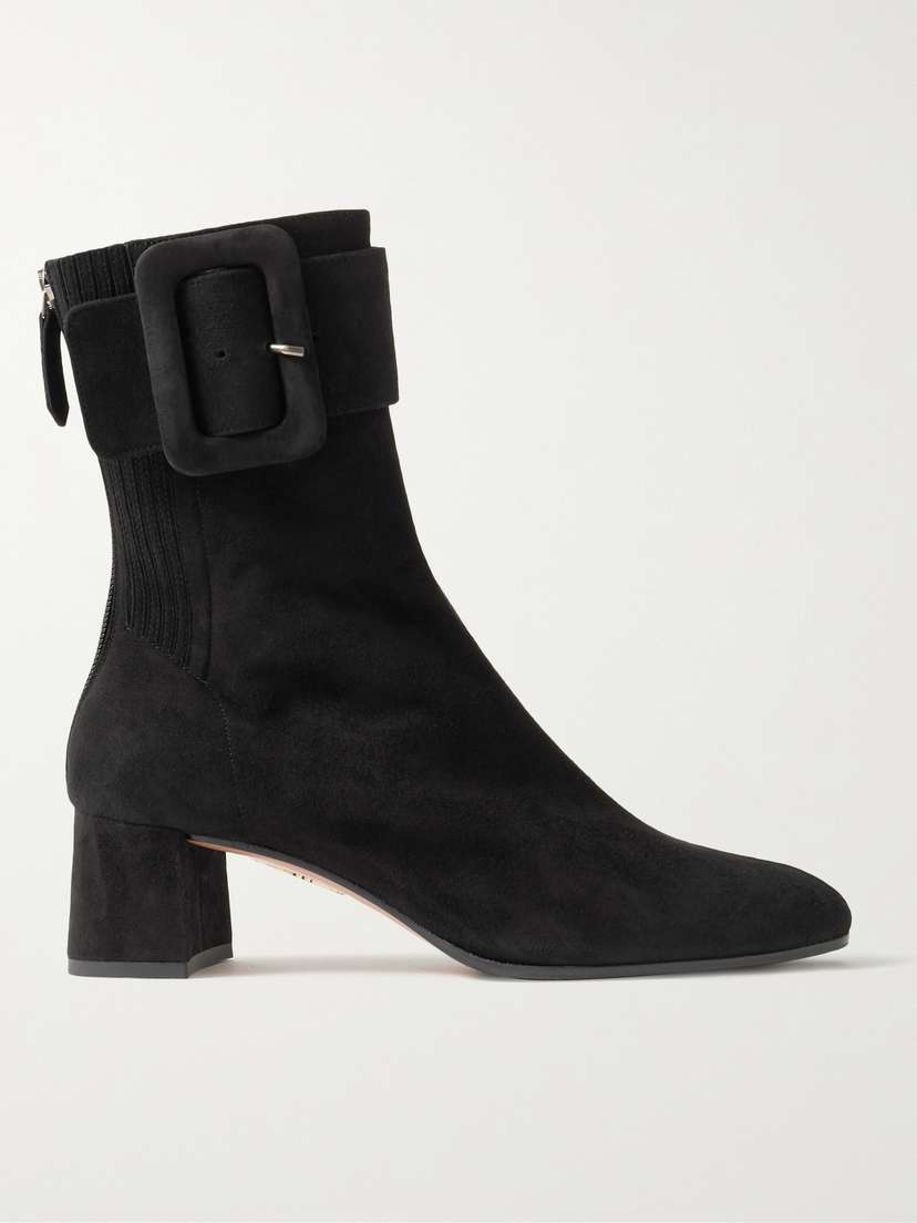 Aquazzura Saint Honoré 50 Buckled Suede Ankle Boots