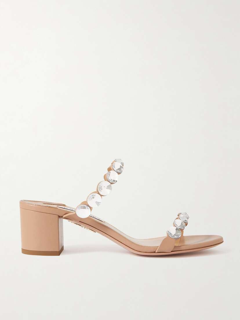 Aquazzura Maxi-tequila 50 Crystal-embellished Leather Sandals