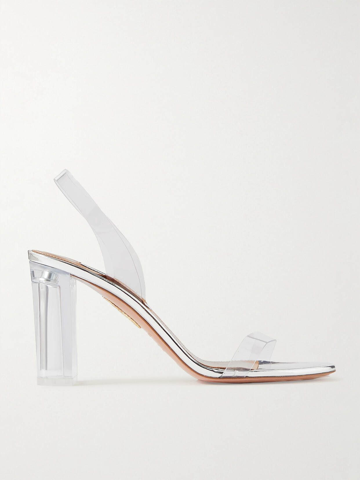 Aquazzura So Nude 85 Pvc Slingback Sandals In Silver