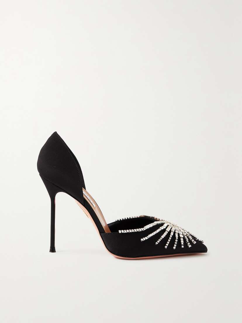 Aquazzura Sunshine 105 Crystal-embellished Grosgrain Pumps