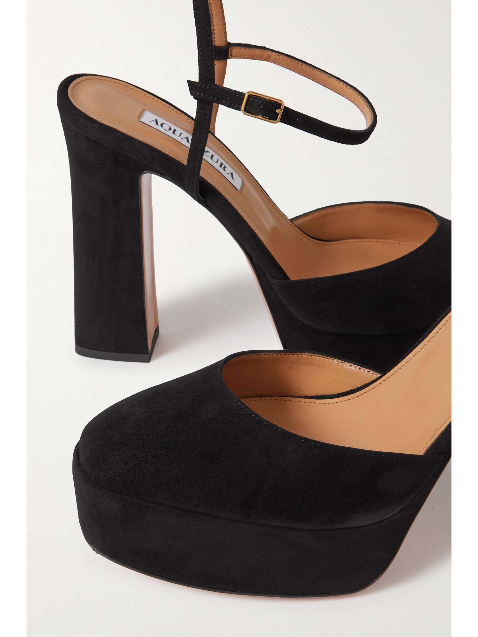 AQUAZZURA Groove Plateau 120 suede platform pumps | NET-A-PORTER