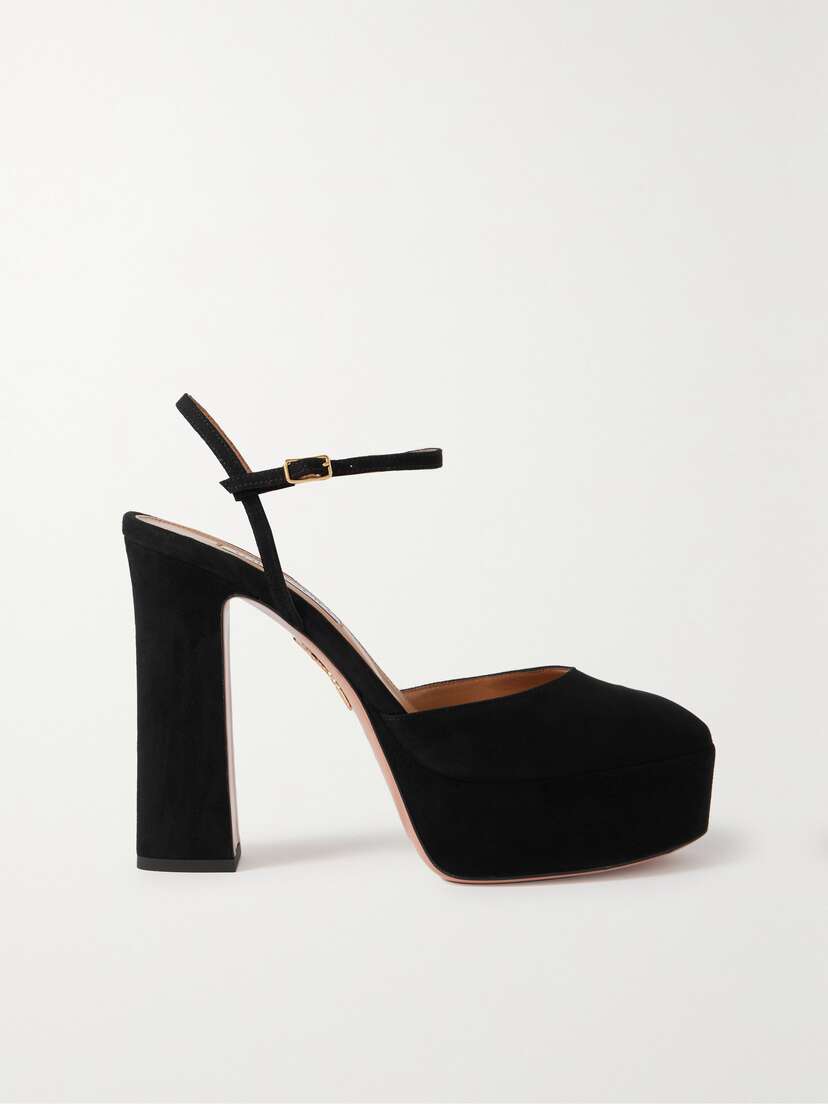 Aquazzura Groove Plateau 120 Suede Platform Pumps