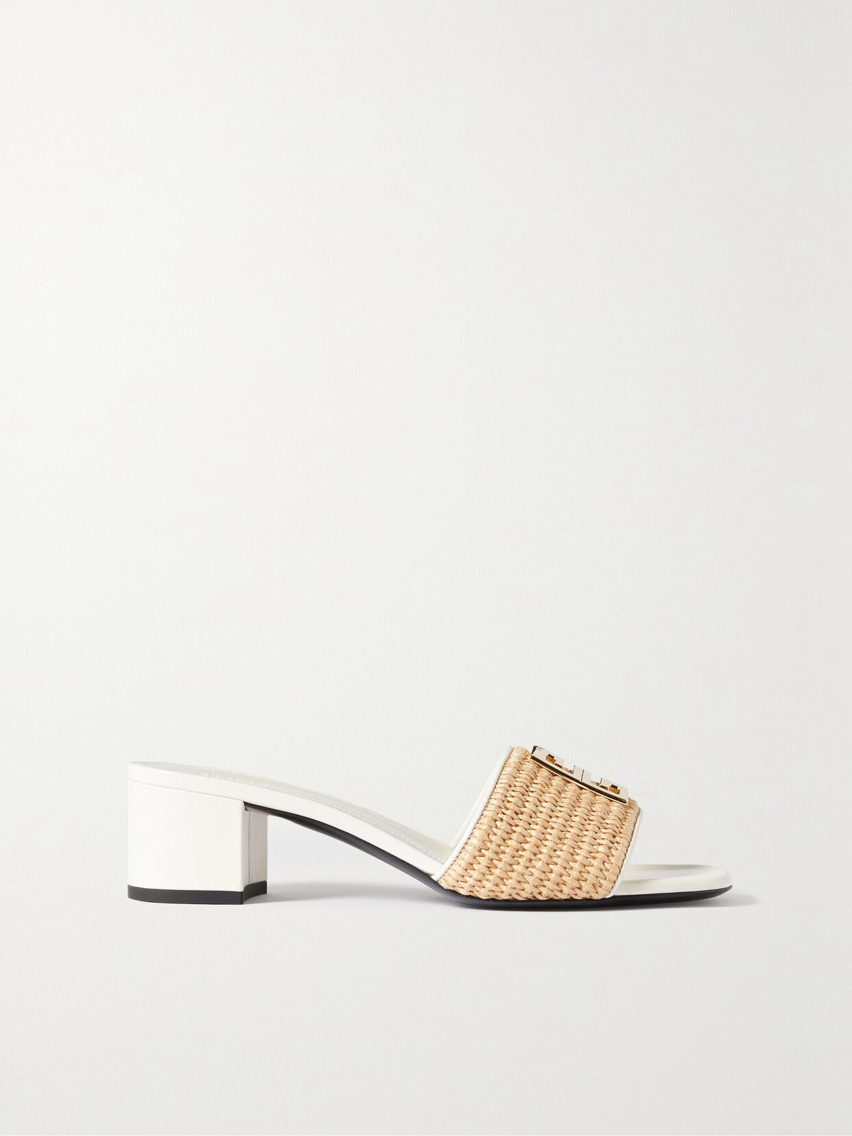 Givenchy - 4g Leather-trimmed Faux Raffia Mules - Neutrals