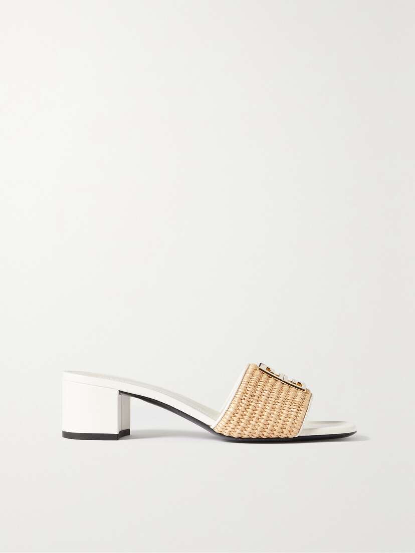 Givenchy 4g Leather-trimmed Faux Raffia Mules