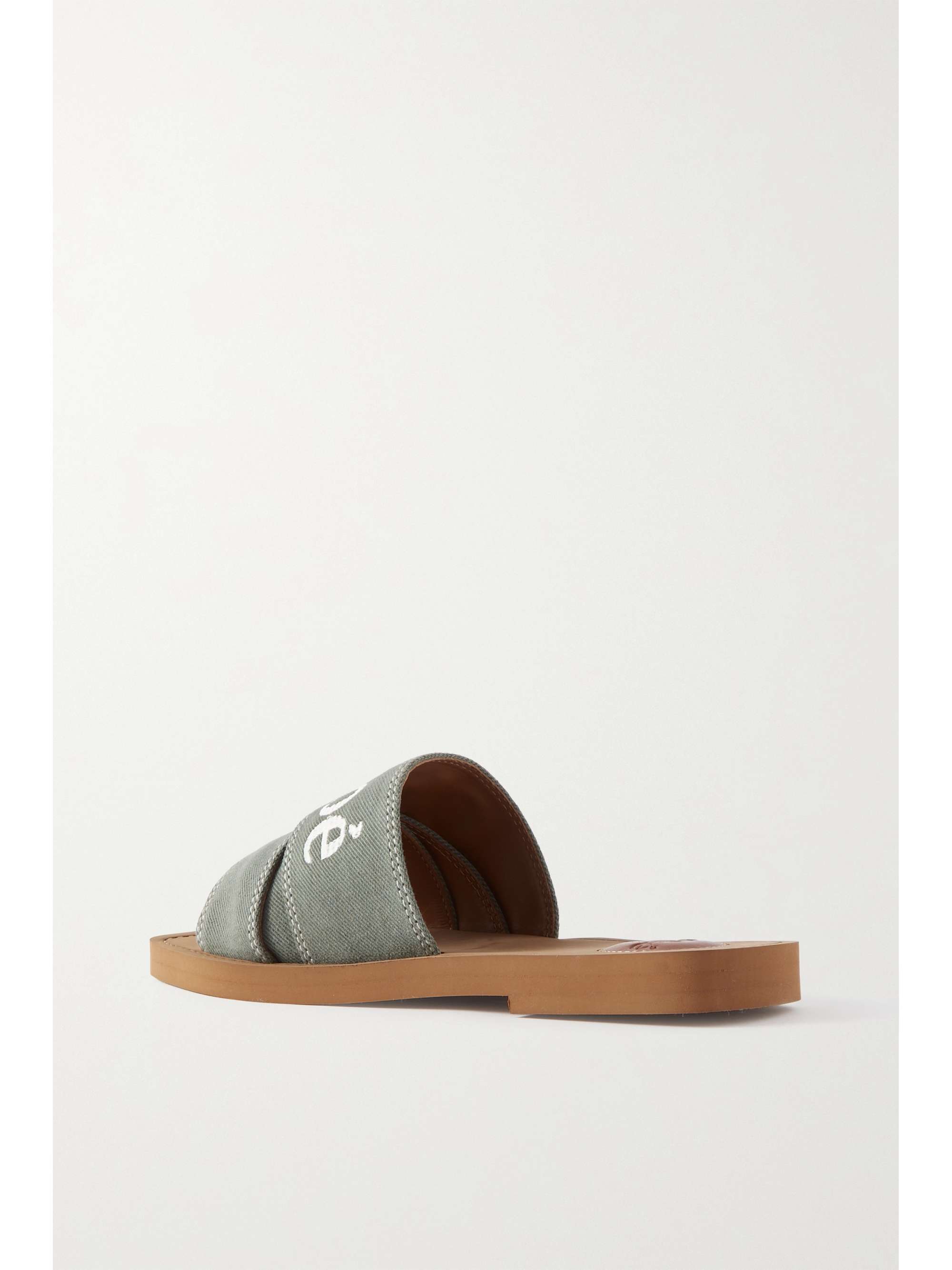 CHLOÉ Woody logo-print canvas slides