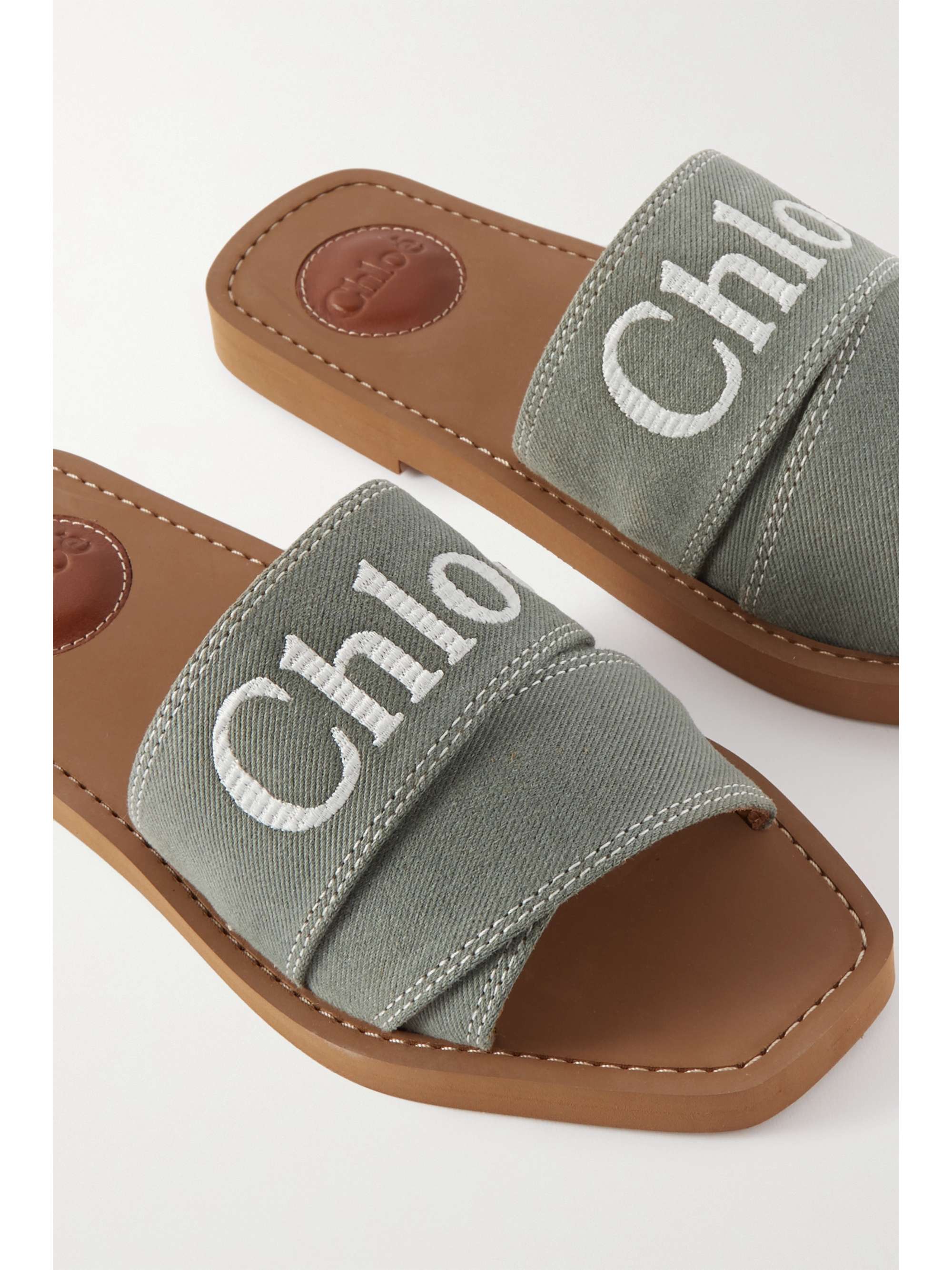 CHLOÉ Woody logo-print canvas slides
