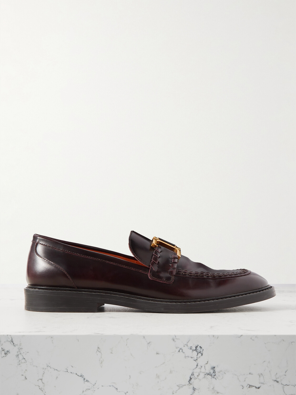 Chloé Marcie Embellished Leather Loafers - Purple