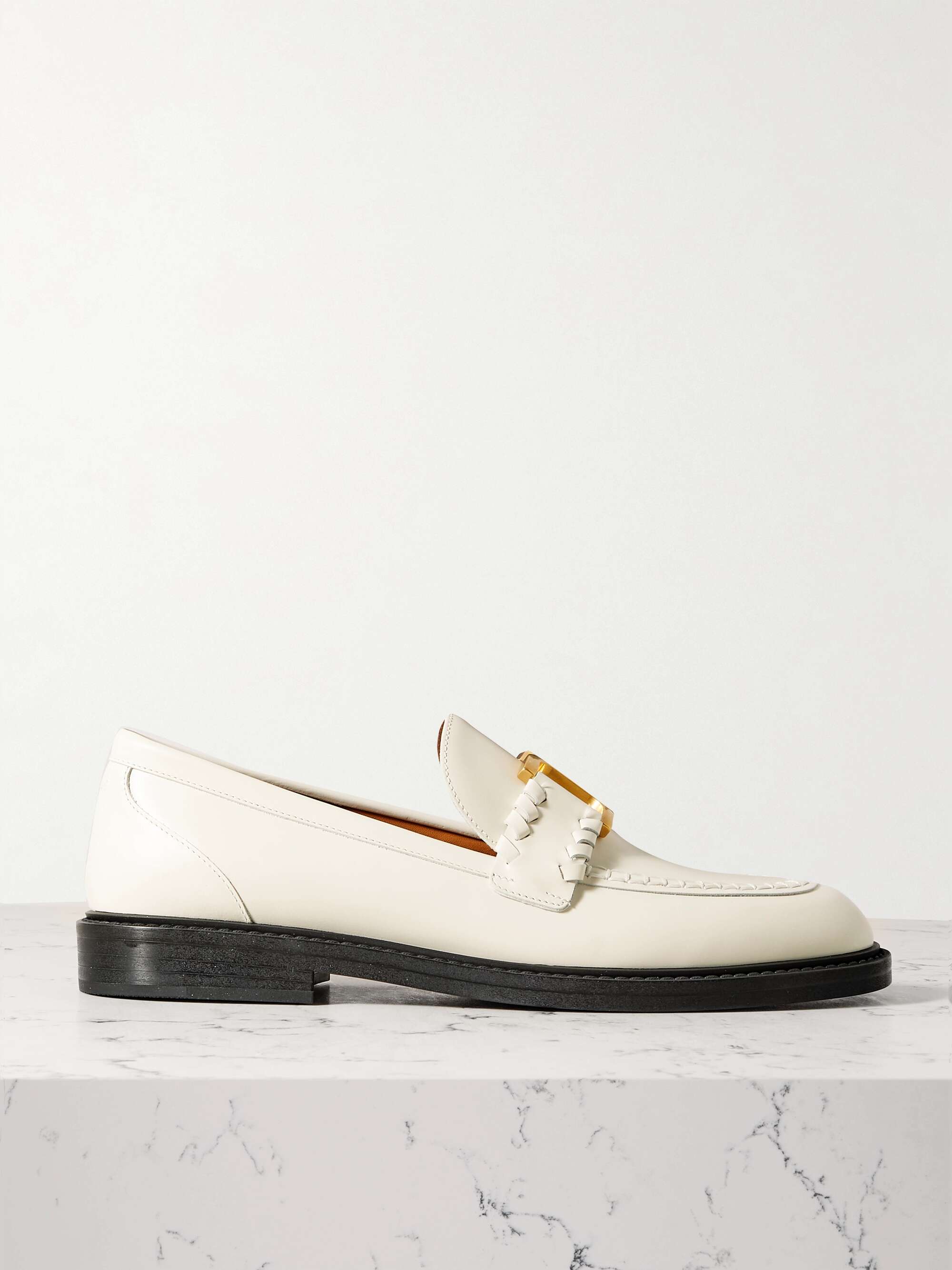 CHLOÉ + NET SUSTAIN Marcie embellished leather loafers | NET-A-PORTER