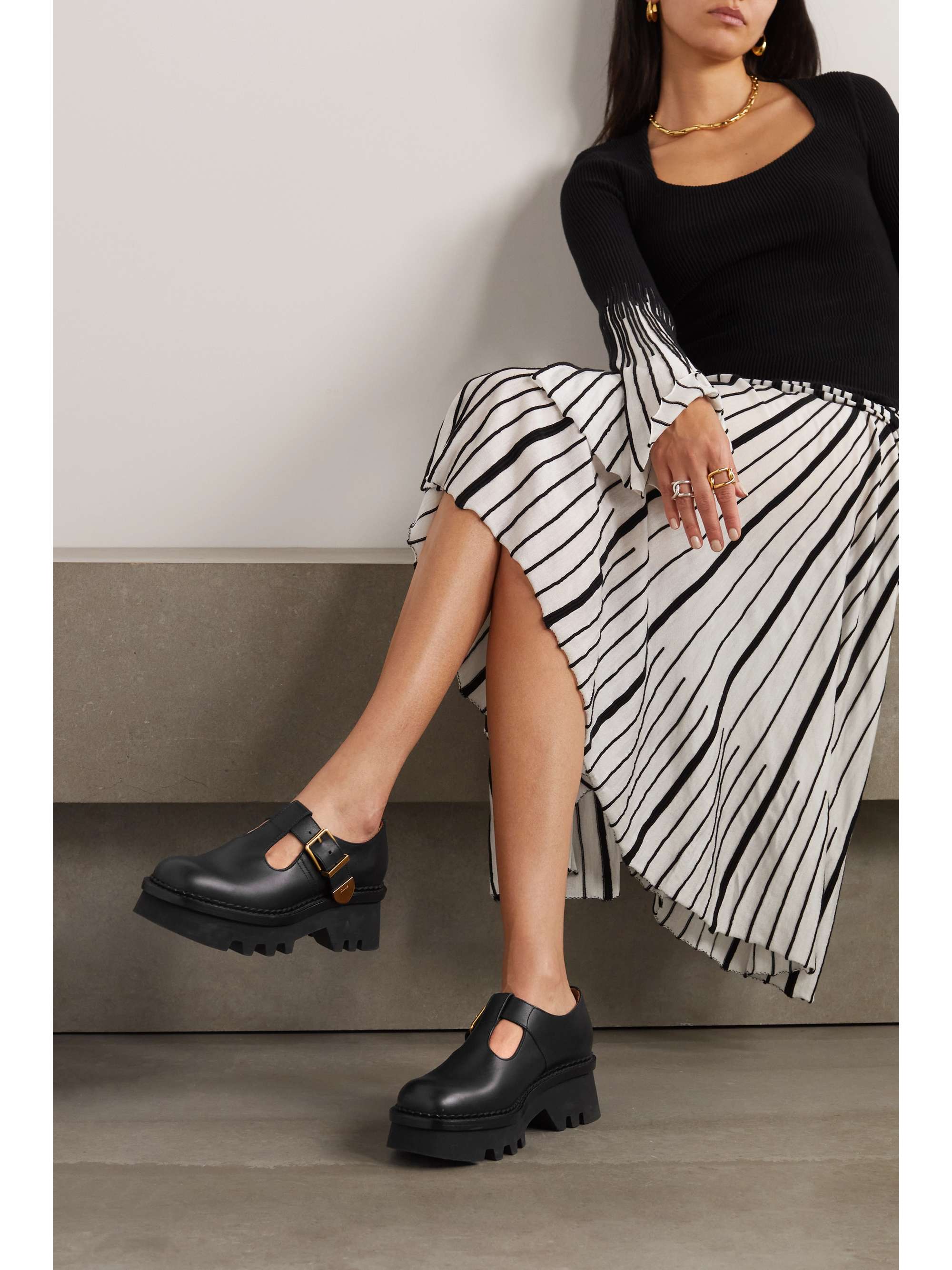 CHLOE Owena leather Mary Jane flats NET A PORTER