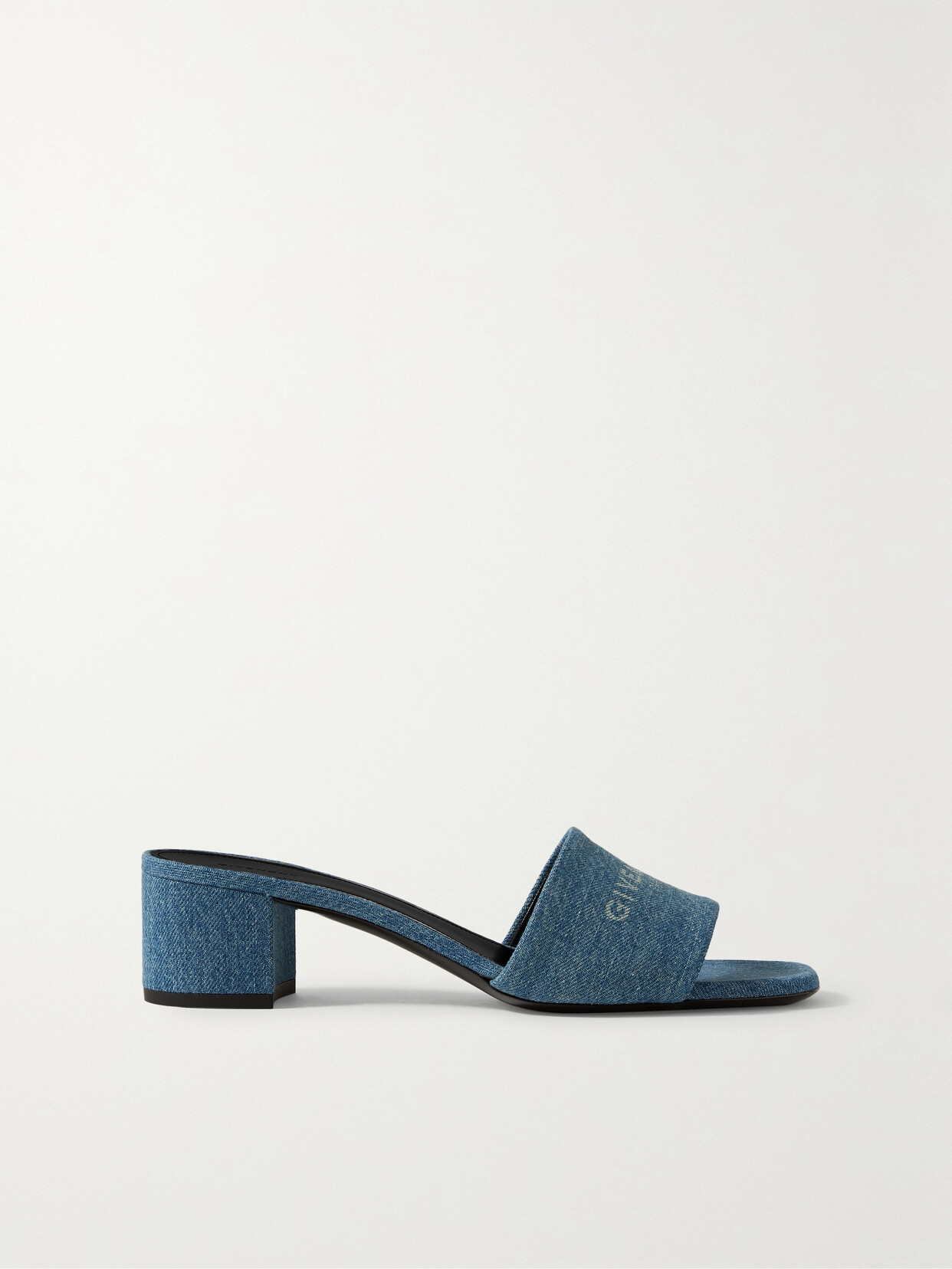 Givenchy 4g Logo Denim Slide Sandals In Medium Blue