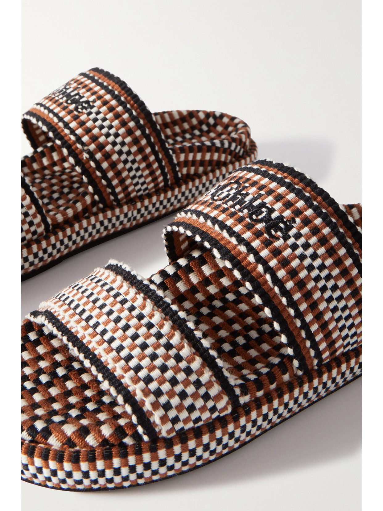 Chloé Rori Woven Cotton Slides In Red