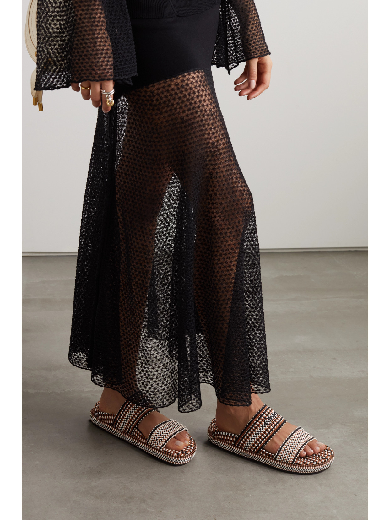 Chloé Rori Woven Cotton Slides In Red