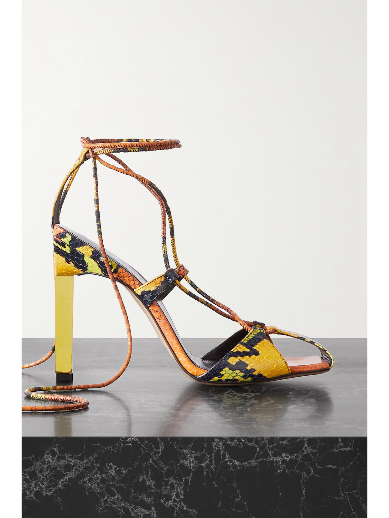 The Attico Adele Snake-effect Leather Sandals - Yellow