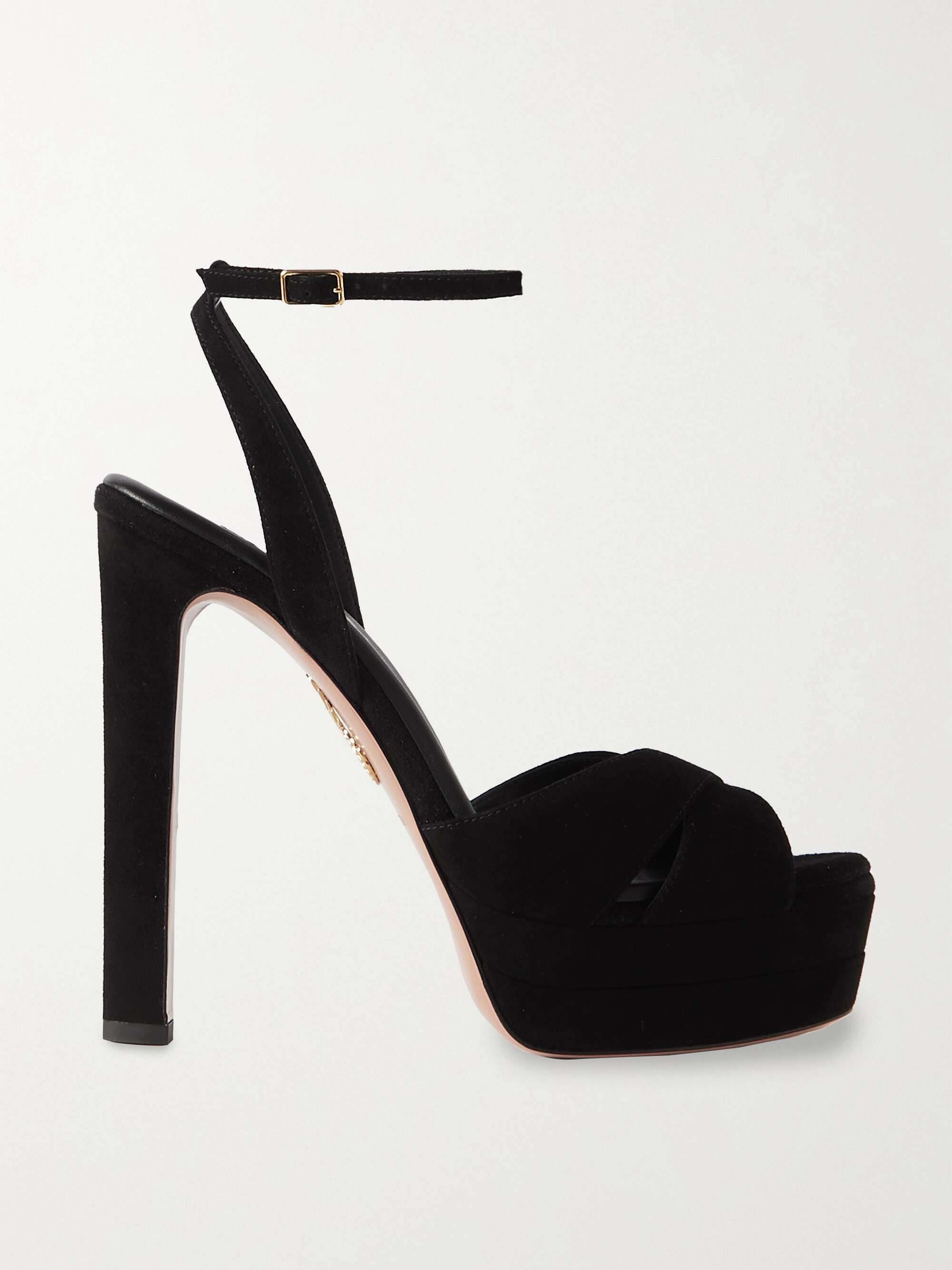 AQUAZZURA Divine Plateau 130 suede platform sandals | NET-A-PORTER