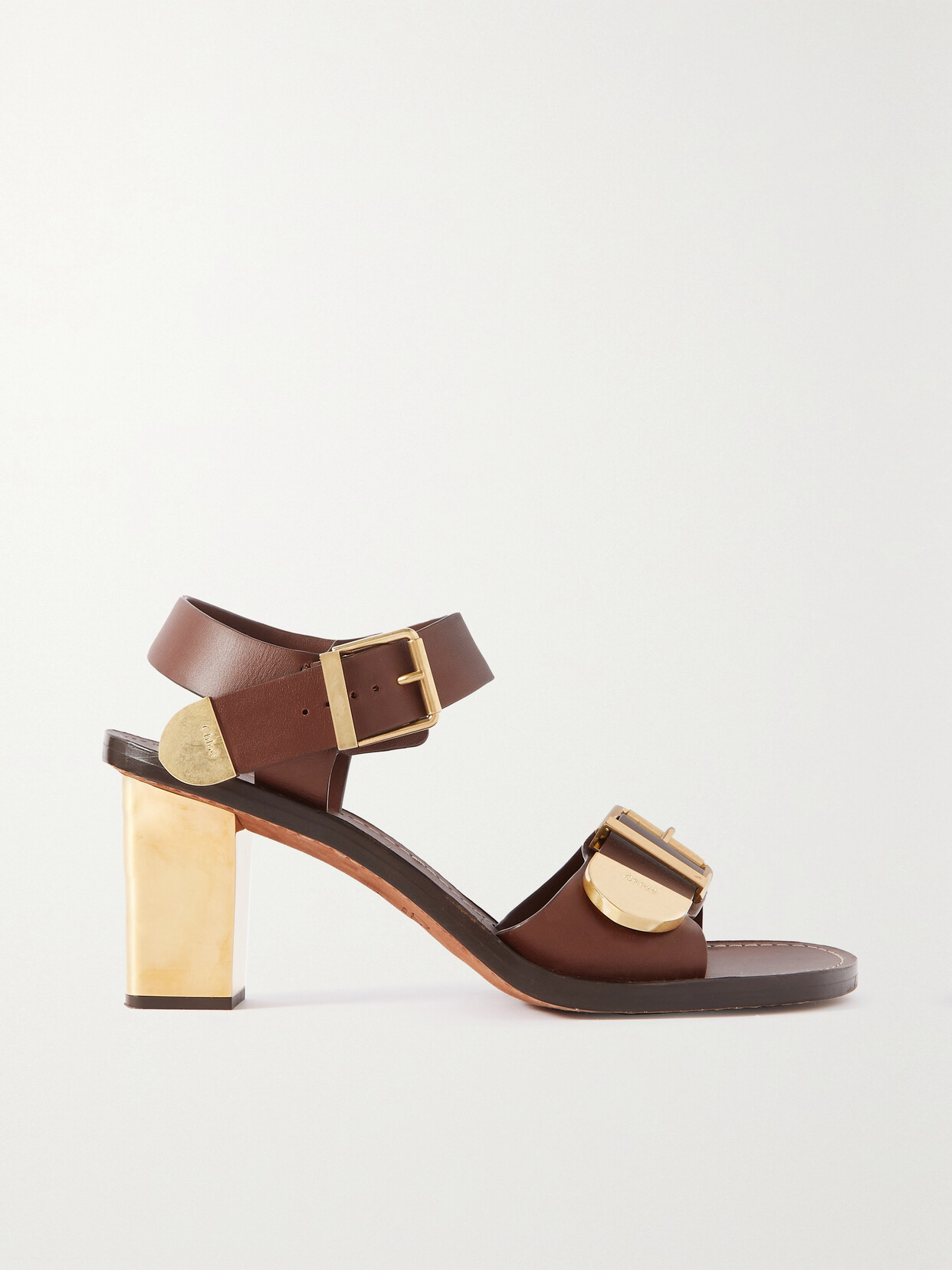 Chloé Rebecca Buckeld Leather Sandals - Brown