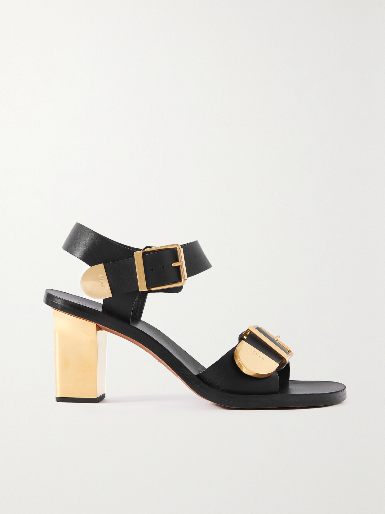 Chloé Rebecca Leather Buckle Sandals In Black