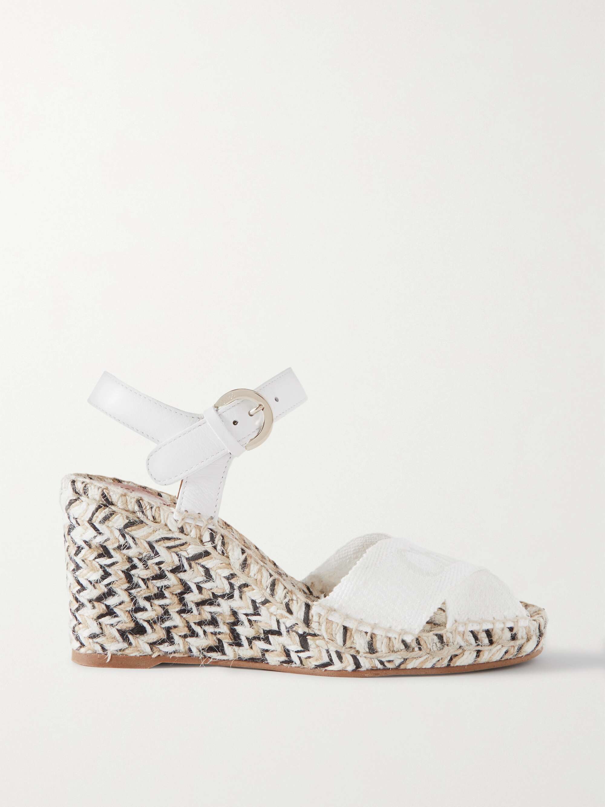 CHLOÉ Pila leather and canvas wedge espadrilles | NET-A-PORTER