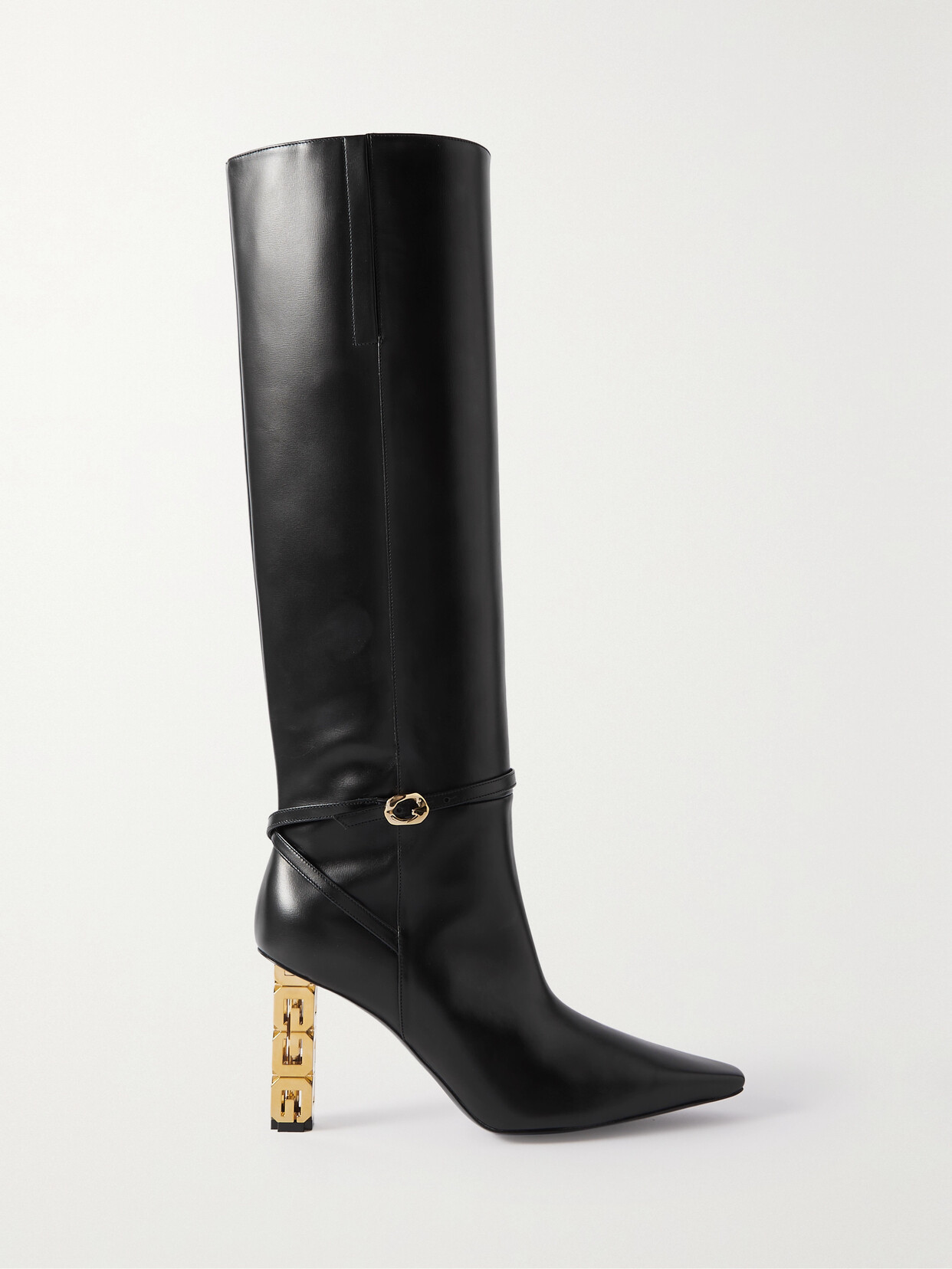 Givenchy - G Cube Logo-embellished Leather Knee Boots - Black