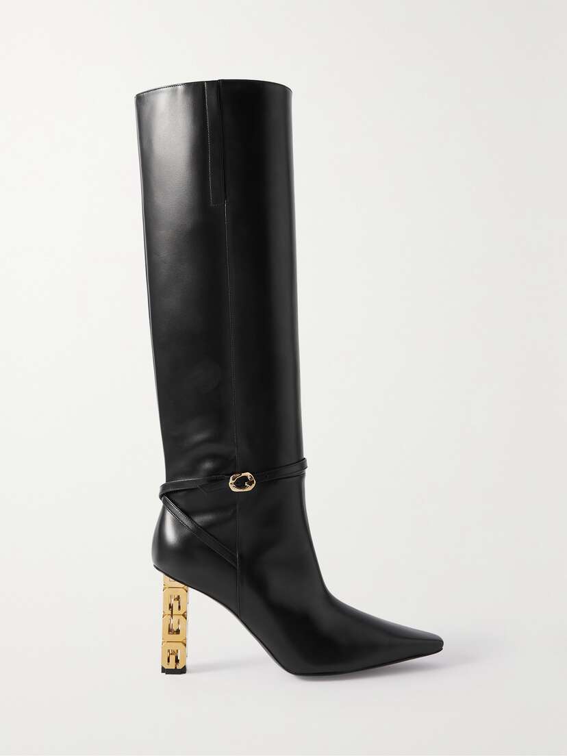 Givenchy G Cube Logo-embellished Leather Knee Boots