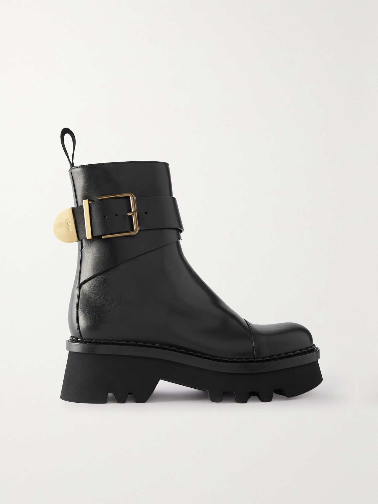 CHLOÉ OWENA BUCKLED LEATHER ANKLE BOOTS 