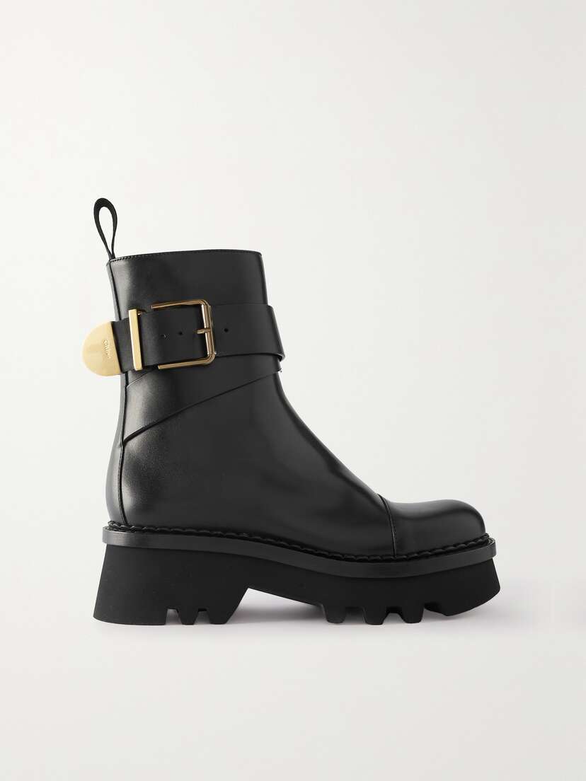 Chloé Owena Buckled Leather Ankle Boots
