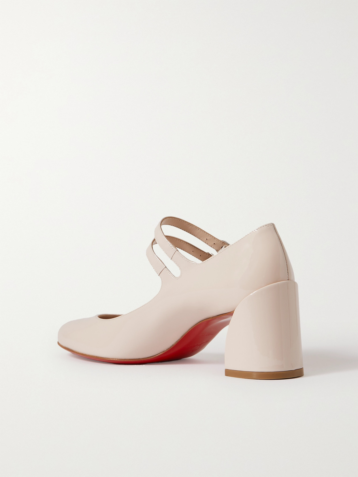 Shop Christian Louboutin Miss Jane 55 Patent-leather Pumps In Off-white